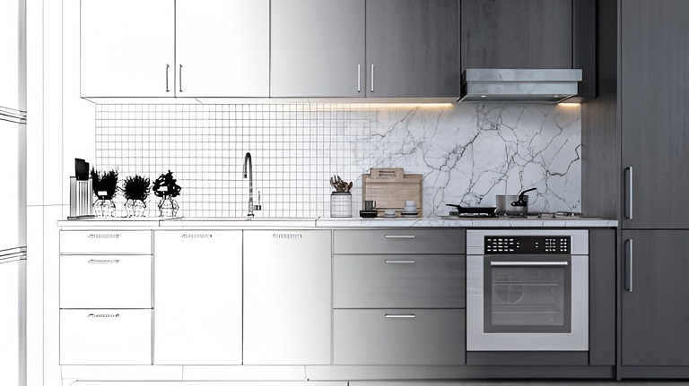 3D model of custom kitchen cabinets in Richmond Hill